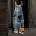 thumbnail image 2 of JULMCOMO Cotton Linen Jumpsuits for Women Halloween Haunted Castle Pumpkin Bat Print Spaghetti Strap Jumpsuits Plus Size Costume Holiday Overalls Gray 2XL, 2 of 5