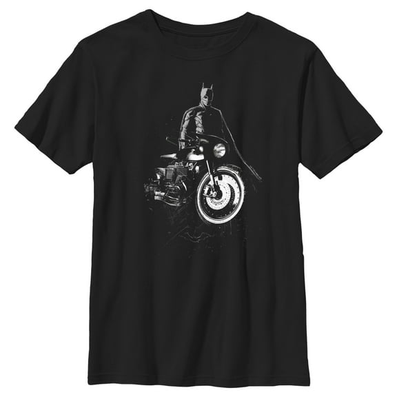 Boy's The Batman Batcycle in the Shadows Graphic Tee Black Medium
