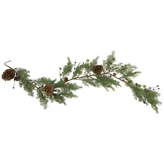Northlight 5' x 10" Pine and Blueberry Christmas Garland with Pinecones, Unlit