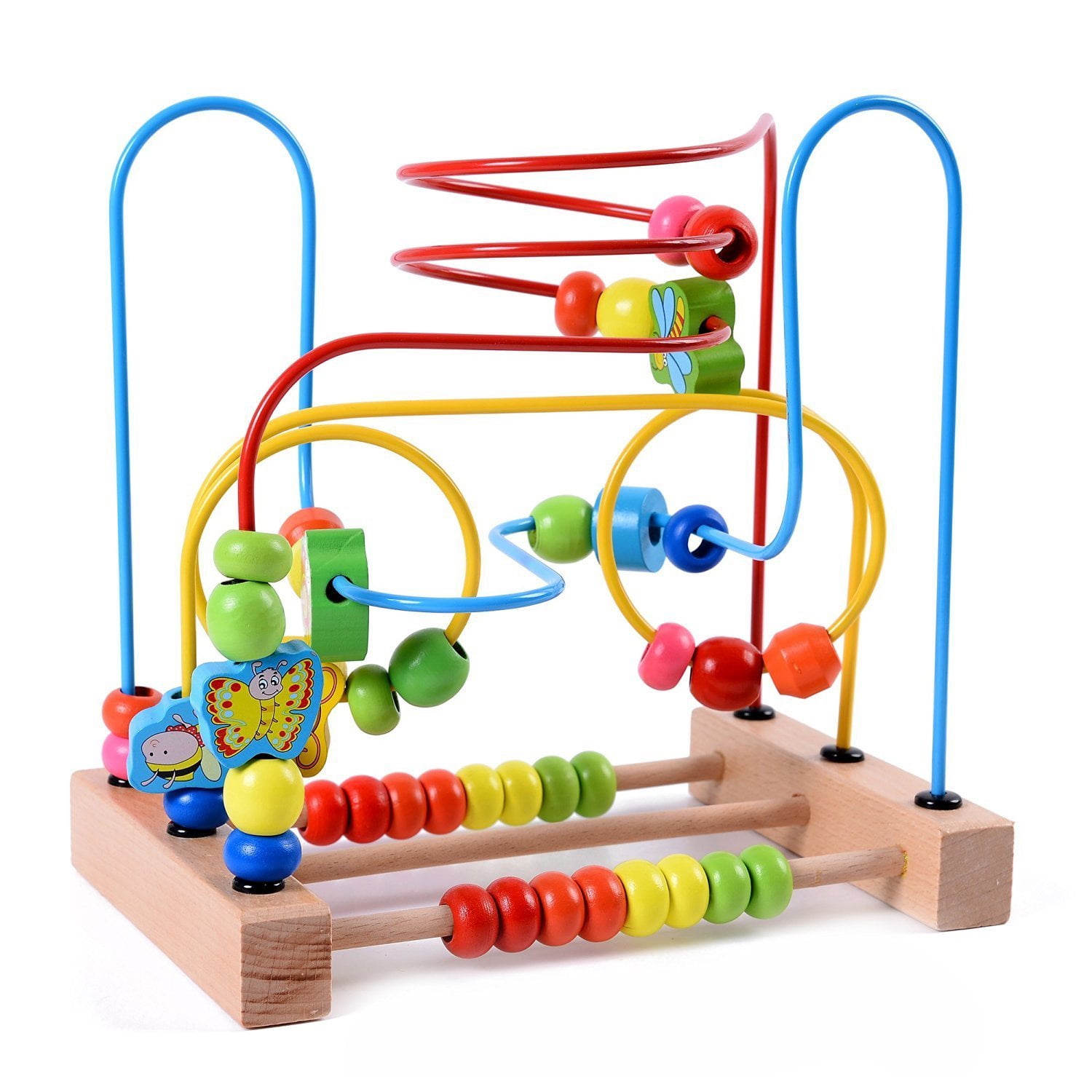 Bead Maze Toy for Toddlers Wooden Colorful Roller Coaster Educational