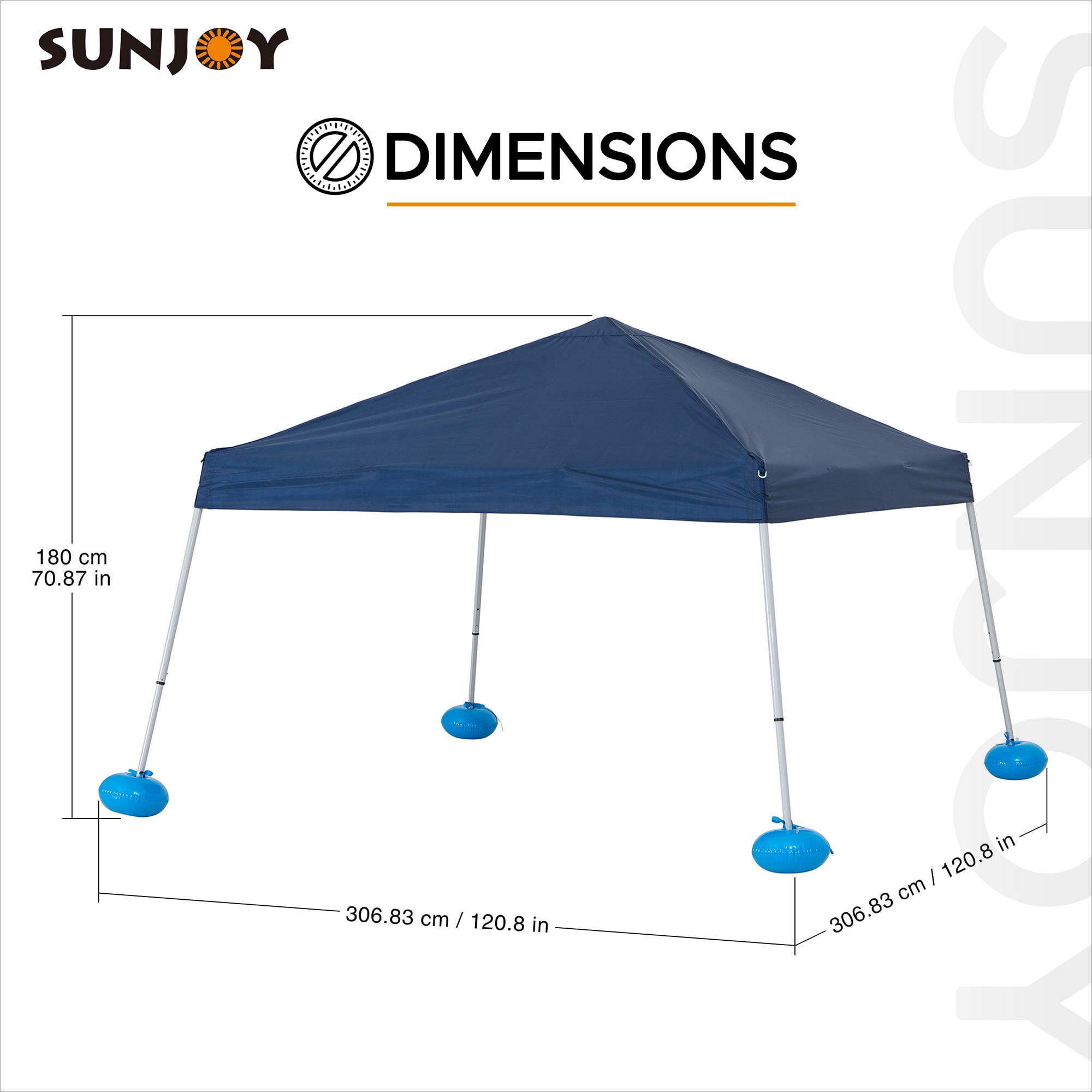 Sunjoy Floating Pool Canopy with Add-on 24x24 in. Wicker Floating Tray, Navy