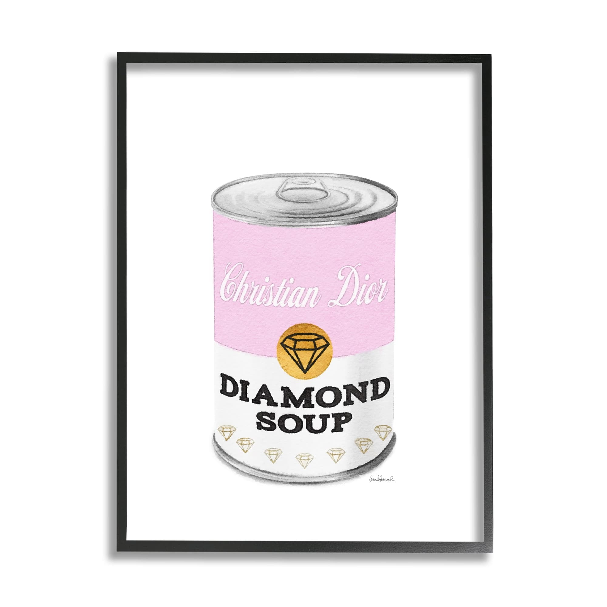 Stupell Industries Pink Condensed Soup Can Diamond Pop Fashion Glam, 24 x 30, Design by Amanda Greenwood