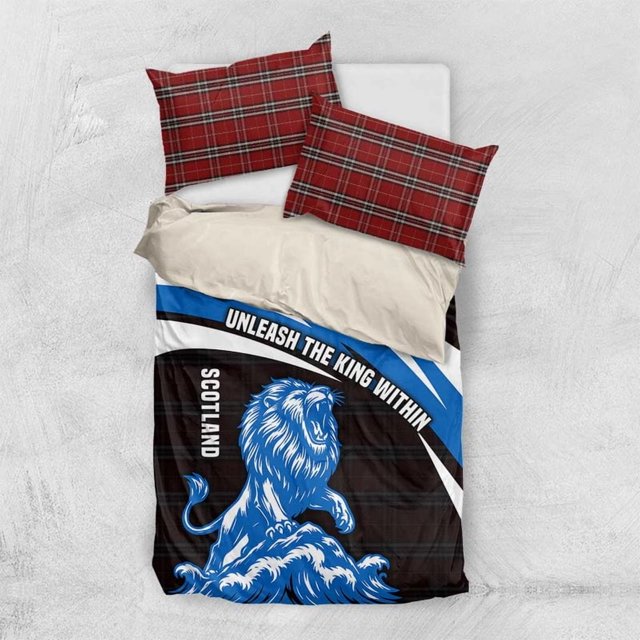 Scotland Lion Bedding Set with Blue and White Saltire and Tartan Pattern TS04