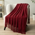 thumbnail image 5 of PAVILIA Maroon Red Knit Throw Blanket for Couch Bed, Soft Knitted Farmhouse Sofa Throw for Living Room, Lightweight Decorative Fall Throw Blanket for Chair, Outdoor Textured Boho Blanket, 50x60, 5 of 9