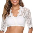 thumbnail image 1 of Trendy Lace Top With See Through Sheer Style Crop Tops Perfect For Various Social Gatherings White Xl, 1 of 5