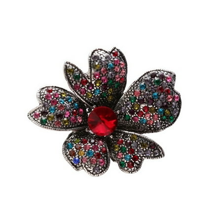 Women Colorful Crystal Decor Daffodil Floral Brooch Pin Clothes Alloy ...