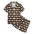 thumbnail image 4 of Tisuna Child Girl'S Short Sleeve Halloween Pajamas Set Plaid Pumpkin Print Collared Tops And Shorts Pjs Set Fashion Stylish Kids Halloween 2 Pieces Indoor Wear For Age 2-13 Years, 4 of 5