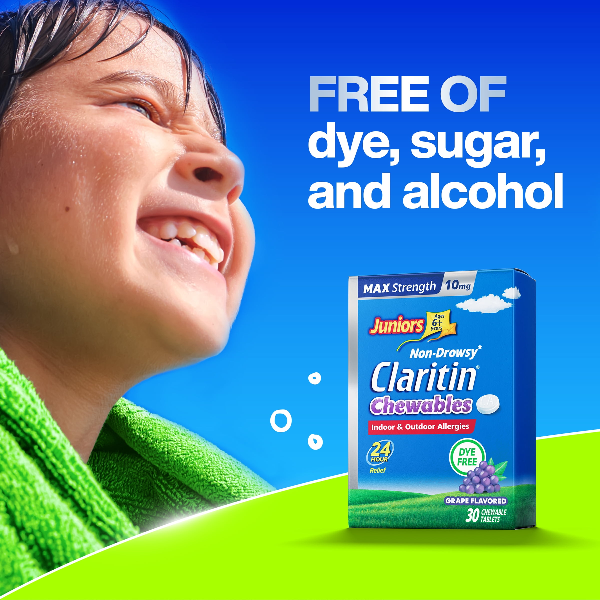 CLARITIN Juniors Max Strength 24hr. Chewable 10mg. Grape 30ct