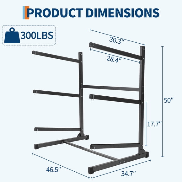 Kayak Storage Rack Heavy Duty Freestanding, Weather-Resistant for Kayaks, Canoes, SUPs & Paddleboards, Indoor/Outdoor for Garage, Dock or Shed