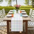 thumbnail image 4 of Table Runners 72 Inches Long Dress Scarves, White Plaid Grid Farmhouse Kitchen/Dining Table Runner, Coffee Tablerunners, Colorful Line Modern Simple Geometric 18x72 Inch, 4 of 9