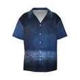 thumbnail image 3 of Goofa Retro Blue Glitter Printed Men's Casual Short-sleeved Shirt,Lightweight Breathable Button-down,Summer Casual men's top,Versatile Fashion shirt-3X-Large, 3 of 7