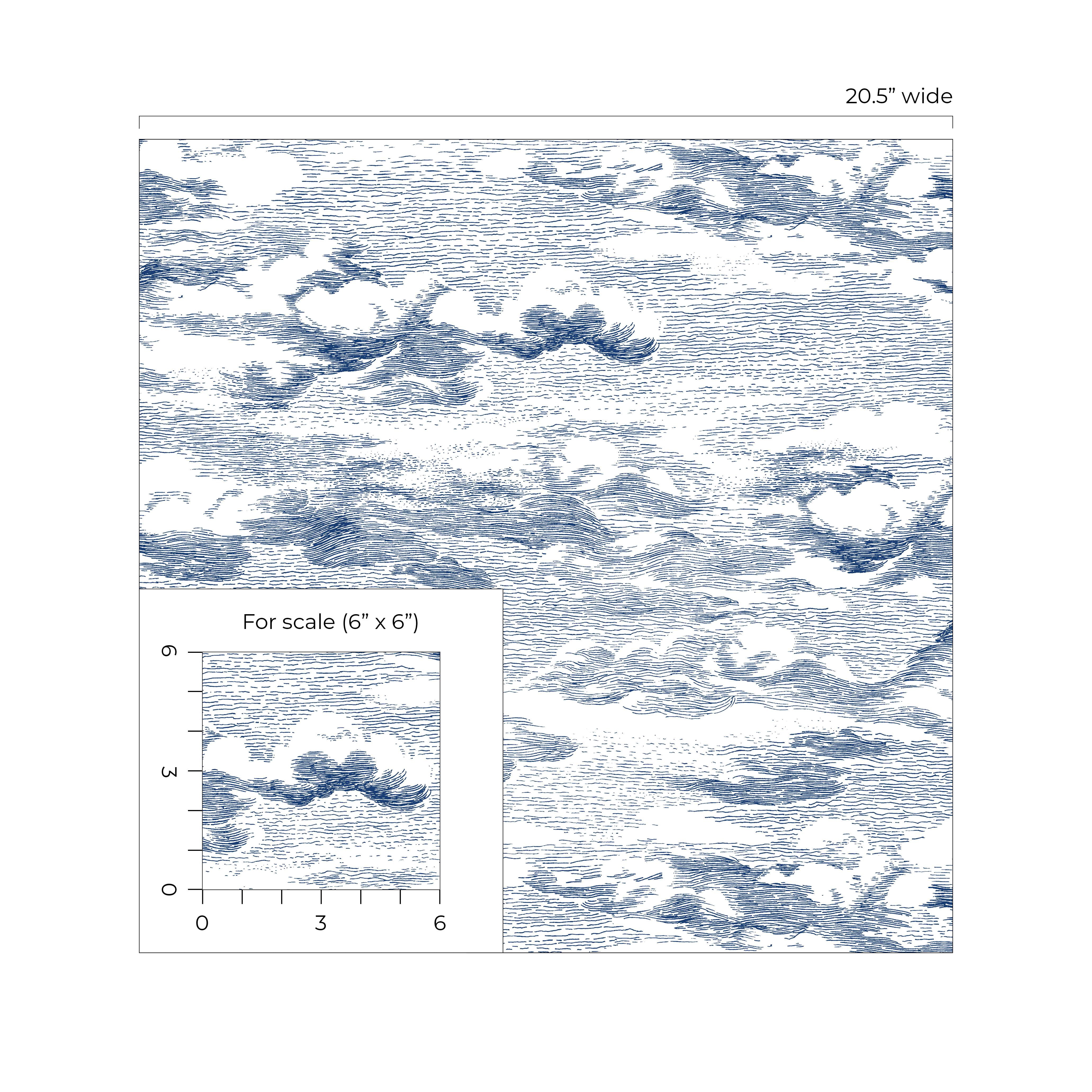 Harry & Grace Blue Clouds Peel And Stick Wallpaper - 20.5 ft. W x 18 ft. L Roll