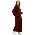 thumbnail image 1 of Women's Flannel Robe Zipper Front Long Plush Full Length Bathrobe with Pockets M-XL, 1 of 4