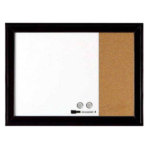 Combination Magnetic Whiteboard & Corkboard, 17" x 23", Combo White Board & Cork Board, Home Décor, Black Frame (79283) 23"W x 17"H