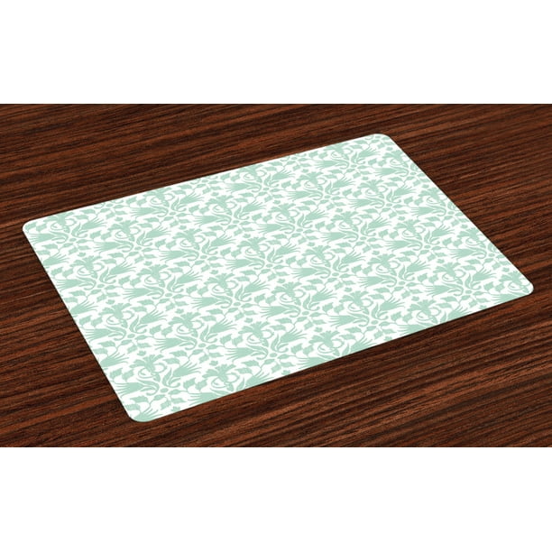 Aqua Placemats Set of 4 Sea Wave Design Like Image Round Swirls Beach