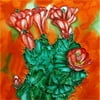 En Vogue B-297 Cactus with Red Flowers - Decorative Ceramic Art Tile - 8 in. x 8 in.