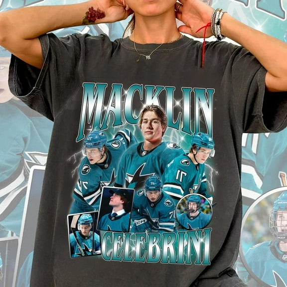 Macklin Celebrini Vintage 90s Graphic Style T-Shirt, Sports T-Shirt, Unisex Shirt,Charcoal Color,Size L