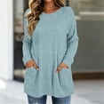 thumbnail image 6 of cocolona Oversized Sweaters for Women Solid Color Long Sleeve Casual Crew Neck Tops Tunic Loose Blouses With Pockets, 6 of 6
