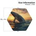 thumbnail image 2 of Yiaed Sunset Ocean Whale Print Leather Coasters for Drinks - Cup Coasters Coffee Table Kitchen Table Bar, Home & Office Gifts Handmade Drink Coasters-Hexagon, 2 of 6