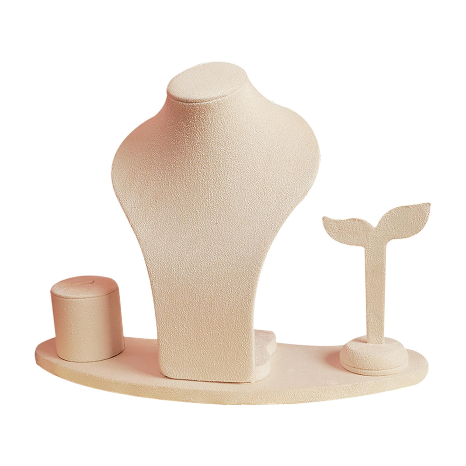 QccHieUs Necklace Display Mannequin, Ring Display Decoration Jewelry Stand for Countertop Beige