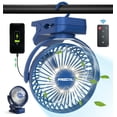 thumbnail image 1 of Ventilador con clip Ventilador de escritorio portátil de 65 horas recargable con luces LED y ganchos Ventilador con batería de 12000 de capacidad con clips Ventilador de escritorio pequeño Mini ventil, 1 of 5