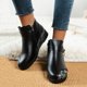thumbnail image 5 of NECHOLOGY Botas Mujer Zapatos Botines de mujer Moda Otoño Invierno Mujer Botines Tacón bajo Punta redonda Estampado Colorblock High Top Felpa Cálido Cremallera lateral Estilo informal (Black, 7.5), 5 of 7