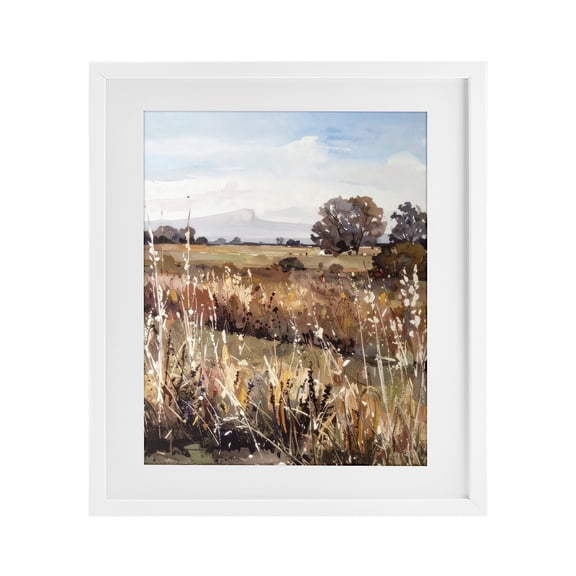 Stupell Industries Peaceful Meadow Expression White Framed Print Under Glass, design by Alonza Saunders
