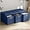 Navy Blue, variant on PRZL Foldable Tufted Linen Large Long Bench Storage Ottoman Foot Rest Stool Seat with 3 Drawer Cubes - 15" x 40" x 15", Gray