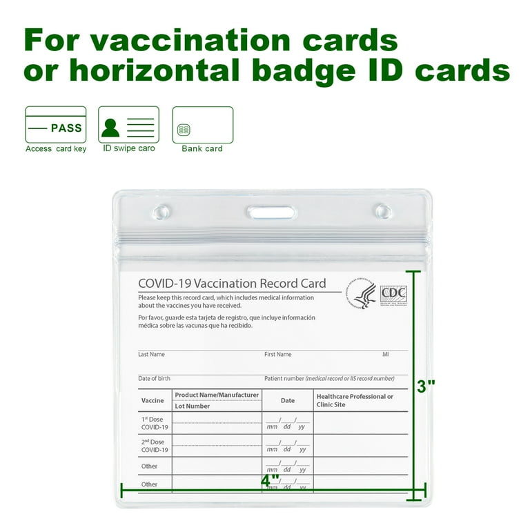 10 Packs - Vaccine Card Holder for Business Travel, 4.4 X 3.7 Inches Waterproof Vaccine Card Protector Cover, Plastic Transparent ID Badge Holder