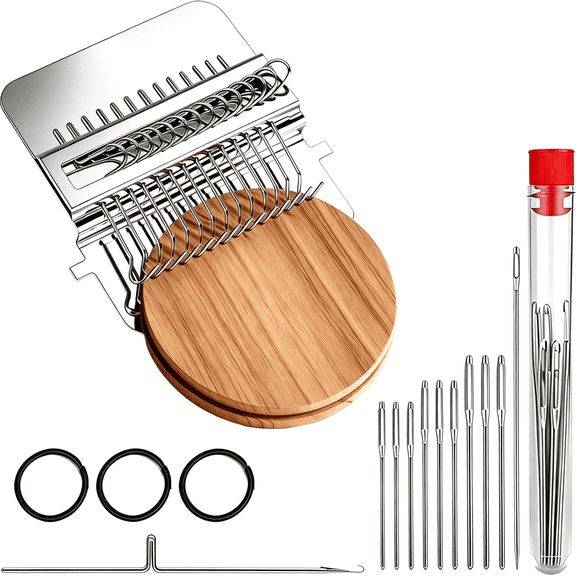 TUWAFE Portable Patch Darning Kit, 14 Hooks | for Beginners, Speedweve Darning Loom, Repairs Holes on Socks, Clothes & Jeans, Knit Patch Repair Tool, Quickly Sewing Repair