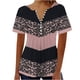 thumbnail image 1 of Tops de Algodón para las Mujeres Impreso en V-Cuello Botón Arriba Manga Corta Superior, Imitación Algodón Casual Blusa, 1 of 3