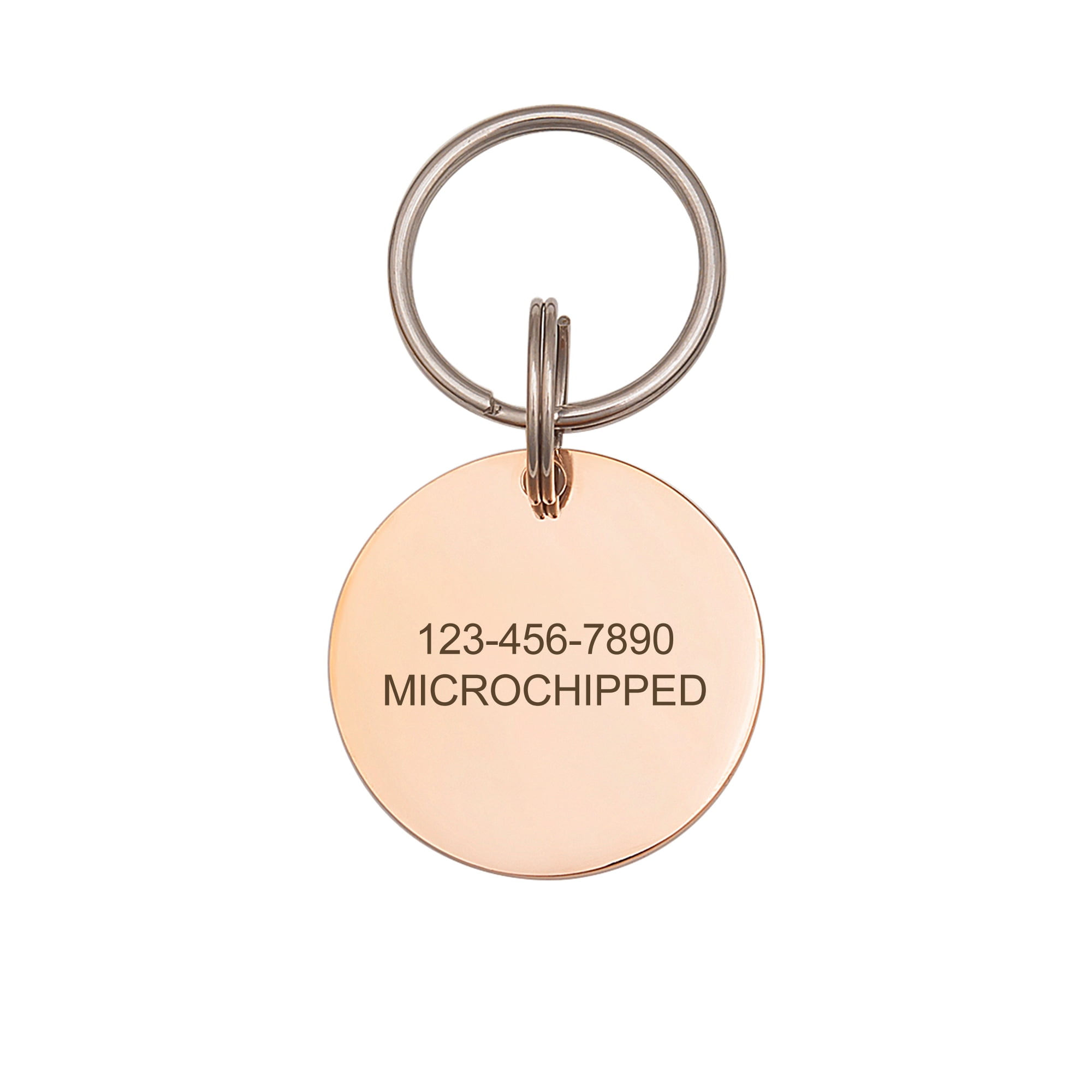 Anavia Metal Stainless Steel Round Name - Dog Icon Birthday Holiday Christmas Engraved Dog ID Tag, Rose Gold