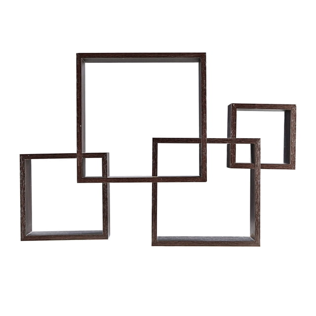 Estante de Pared Danya B con Cubos Intersectados Flotante Negro 45x10x65 cm