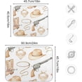 thumbnail image 3 of Western Cowboy Hat Print Dish Drying Mat for Kitchen Counter, Ultra Absorbent Reversible Microfiber Dishes Drying Rack Pad Heat-resistant Mats 18x24in, 3 of 7