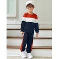 thumbnail image 3 of Arshiner Boys 2Pcs Color Block Sweatshirt & Casual Pants Fall Winter Outfits Set, 3 of 6