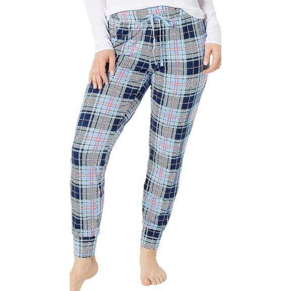 Jockey Set of 2 Soft Essentials Holiday Jogger Pants, Present Plaid/Blue, XL