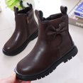 thumbnail image 7 of Lutiedan Girls Ankle Boots with Side Zipper Comfort Slip-Resistant Shoes Bow Decor Princess Boots for Toddler Little Big Kids,Brown,29, 7 of 7
