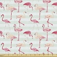 thumbnail image 1 of Flamingo Sofa Upholstery Fabric by the Yard, Horizontal Striped Background with Pastel Colored Island Jungle Birds, Decorative Fabric for DIY Home Accents, 3 Yards, Mint Green Coral Peach by Ambesonne, 1 of 4