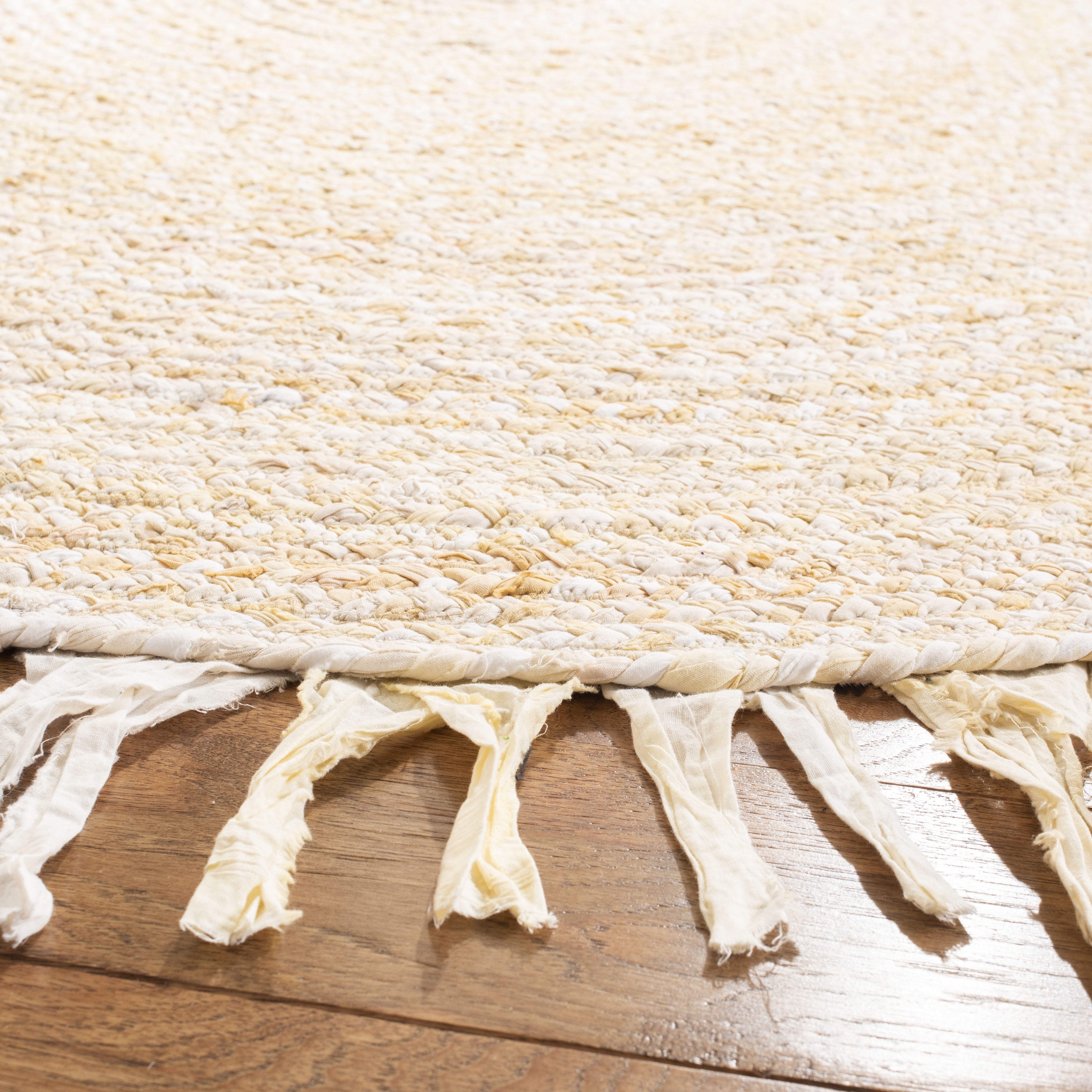 SAFAVIEH Braided Paisley Transitional Cotton Reversible Area Rug, Beige, 4' x 4' Round