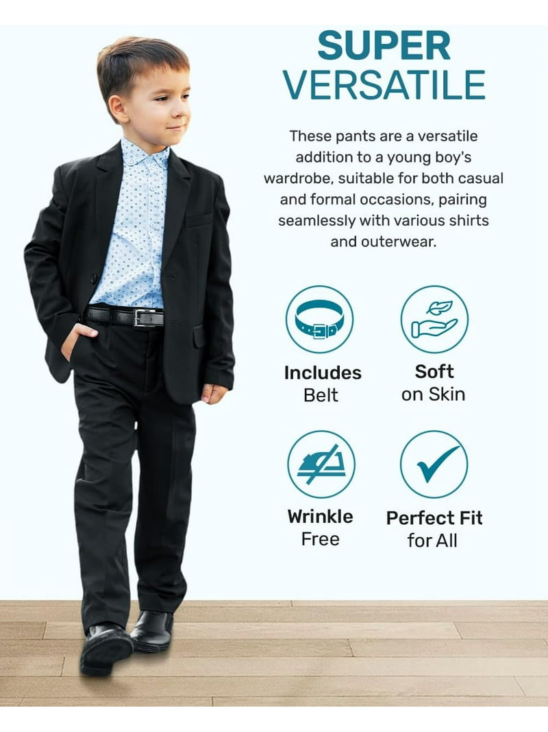 S.H. Churchill & Co. Toddler Dress Pants, Comfort Waist, Black, 4T,  Includes Belt, Polyester - Walmart.com
