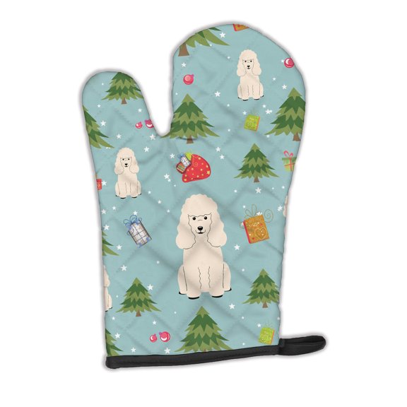 Christmas Poodle White Oven Mitt