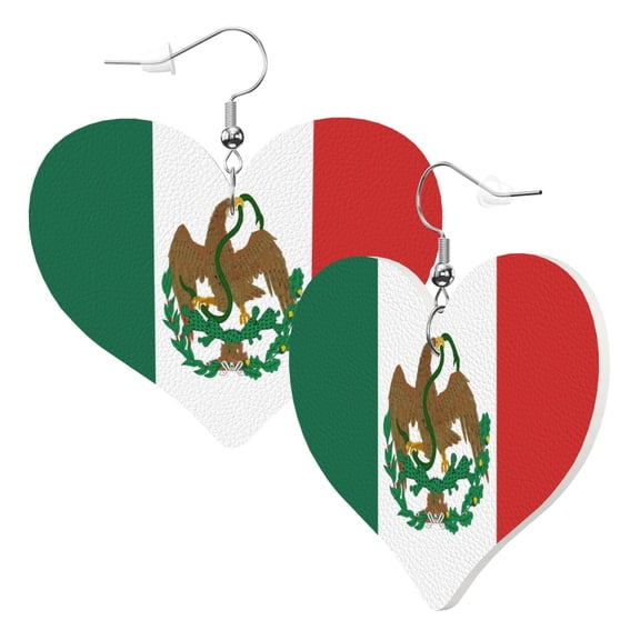 Heart Earrings Mexican Flag Dangling Heart Drop Earrings For Women Love Dangle Earrings Gift