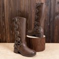 thumbnail image 3 of BURUDANI Women's Multi-Buckle Knee-High Moto Boots, 3 of 6