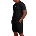 thumbnail image 4 of CIENVNSTG Mens Sets 2 Piece Outfits Polo Shirt Short Sleeve Beach Shorts Set Summer Loose Streetwear Sport Basic Fashion Clothing Set Black 2XL, 4 of 7