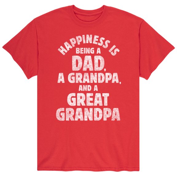 Instant Message - Happiness Is Dad Grandpa Great Grandpa Short Sleeve Graphic T-Shirt