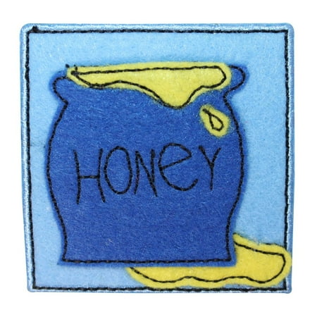 Bee Craft - ID 1720A Honey Pot Badge Patch Felt Bee Craft Embroidered Iron On Applique