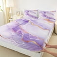 thumbnail image 3 of Feelyou Adult Chic Marble Queen Sheet Sets, Abstract Ombre Purple Flat Sheet, Fashion Marbling Theme Queen Fitted Sheet, Ultra Soft Bedroom Decor, 4pcs, 3 of 7