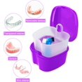 thumbnail image 2 of Colorful Denture Bath Case with Brush, Denture Cup Soaking Holder False Teeth Container Mouth Guard Storage Case Cleaning with Lid Waterproof - Purple, 2 of 8