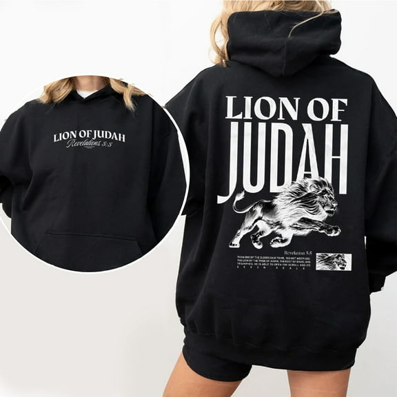 Unisex Lion of Judah Hoodie - Biblical Scripture & Lion Graphic Sweatshirt - Faith-Based Apparel
