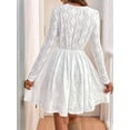 thumbnail image 2 of Women'S 2025 Long Sleeve Mini Dress Lace V Neck A Line Casual Party Dresses White M, 2 of 5